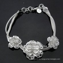 Venta al por mayor encantos de flores 925 pulsera de plata para las mujeres BSS-014